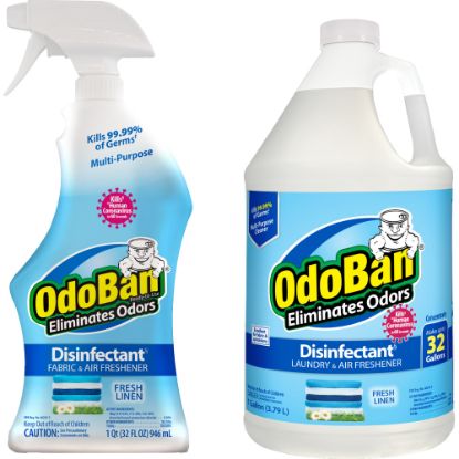 Picture of OdoBan Ready-To-Use Disinfectant And Odor Eliminator, 32 Oz Spray/1 Gallon Concentrate, Fresh Linen Scent