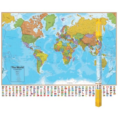 Picture of Round World Products Hemispheres Laminated World Maps, 38in x 51in, Pack Of 2