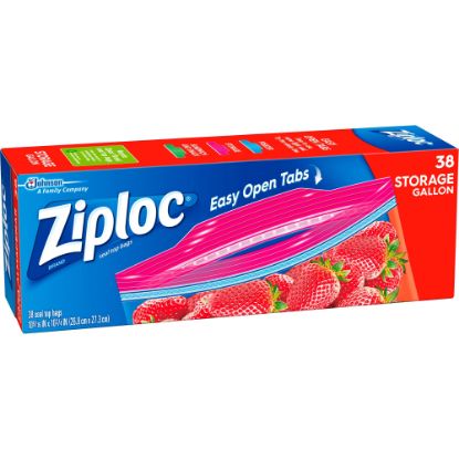 Picture of Ziploc Plastic Double Zipper Storage Bags, 1 Gallon, Clear, Box Of 38 Bags