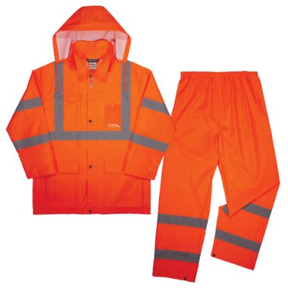 Picture of Ergodyne GloWear 8376K Lightweight Hi-Vis Rain Suit, Orange, Large