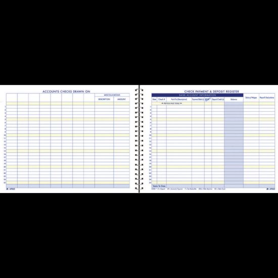 Picture of Adams Check Payment And Deposit Register, 8 1/2in x 11in, Blue