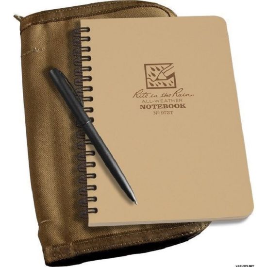 Picture of Rite in the Rain All-Weather Spiral Notebooks, Kit, 4-3/4in x 7in, 64 Pages (32 Sheets), Tan, Pack Of 5 Kits