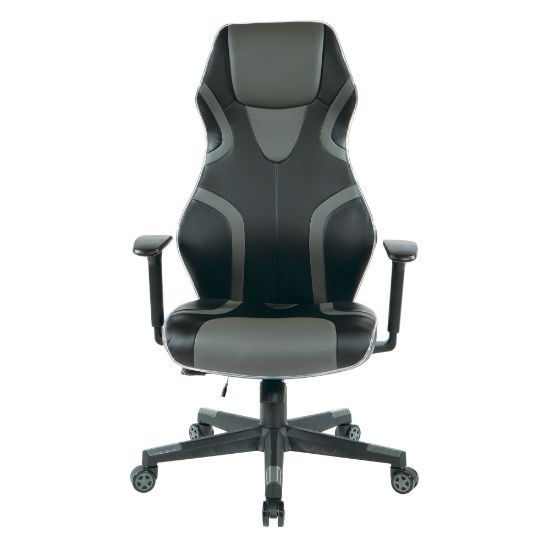 Picture of Office Star Rogue Faux Leather Gaming Chair, Gray/Black