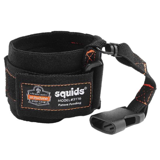 Picture of Ergodyne Squids 3116 Pull-On Wrist Lanyards With Buckles, 3 Lb, Black, Pack Of 6 Lanyards