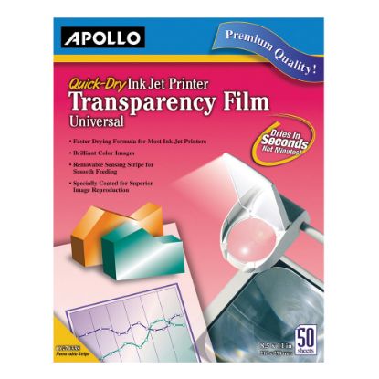 Picture of Apollo Quick-Dry Universal Inkjet Transparency Film, Box Of 50