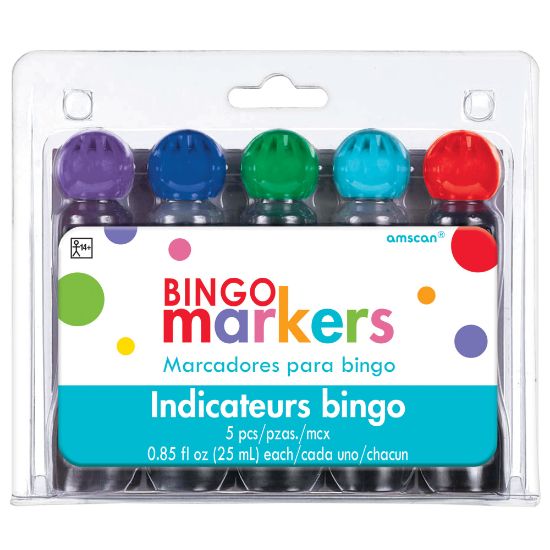 Picture of Amscan Bingo Markers, Broad Point, Assorted Colors, Set Of 5 Markers