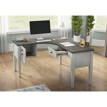 Picture of Whalen Lagron 60inW Wood L-Shaped Corner Desk, Arctic White/Shadow Gray