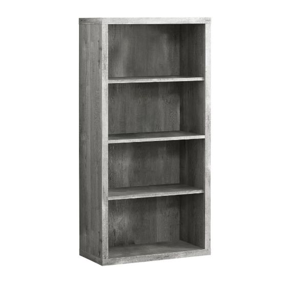 Picture of Monarch Specialties 48inH 4-Shelf Adjustable Bookcase, Gray Woodgrain