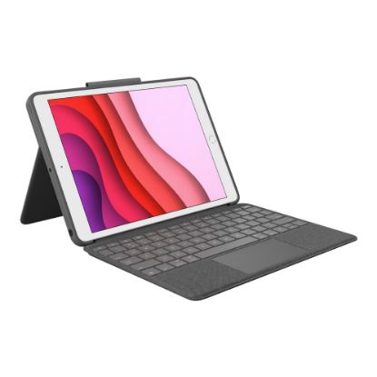 Picture of Logitech Combo Touch Keyboard/Cover Case iPad (7th Generation), iPad (9th Generation), iPad (8th Generation) Tablet - Graphite - Scuff Resistant, Scratch Resistant - Woven Fabric Exterior Material - 7.7in Height x 10.1in Width x 0.9in Depth