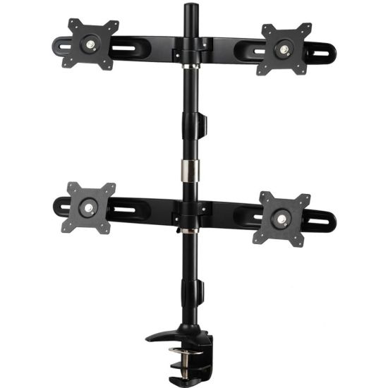 Picture of Amer Mounts Clamp Based Quad Monitor Mount for four 15in-24in LCD/LED Flat Panel Screens - Supports up to 17.6lb monitors, +/- 20 degree tilt, and VESA 75/100