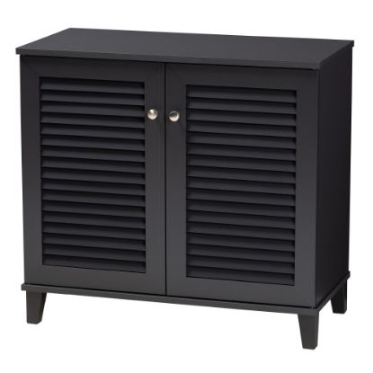 Picture of Baxton Studio Coolidge Finished 4-Shelf Wood Shoe Storage Cabinet, Dark Gray