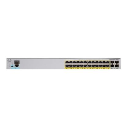 Picture of Cisco Catalyst 2960L-24PQ-LL - Switch - managed - 24 x 10/100/1000 (PoE+) + 4 x 1 Gigabit / 10 Gigabit SFP+ - desktop, rack-mountable - PoE+ (195 W)