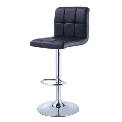 Picture of Powell Quilted Faux Leather Bar Stool, Black/Chrome