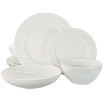 Picture of Gibson Elite Gracious Dining 16-Piece Bone China Double Bowl Dinnerware Set, White