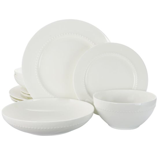 Picture of Gibson Elite Gracious Dining 16-Piece Bone China Double Bowl Dinnerware Set, White