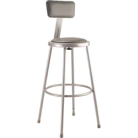 Picture of National Public Seating Vinyl-Padded Stool With Back, 30inH, Gray