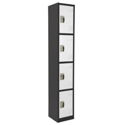 Picture of Alpine AdirOffice 4-Tier Steel Lockers, 72inH x 12inW x 12inD, Black/White, Pack Of 4 Lockers