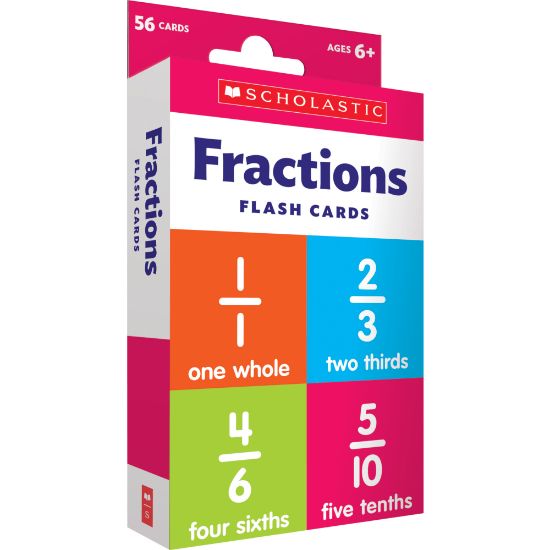 Picture of Scholastic Fractions Flash Cards, 6-5/16inH x 3-7/16inW, 2nd Grade, Pack Of 56 Cards