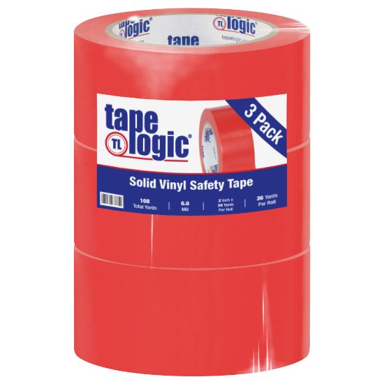 Picture of BOX Packaging Solid Vinyl Safety Tape, 3in Core, 2in x 36 Yd., Red, Case Of 3