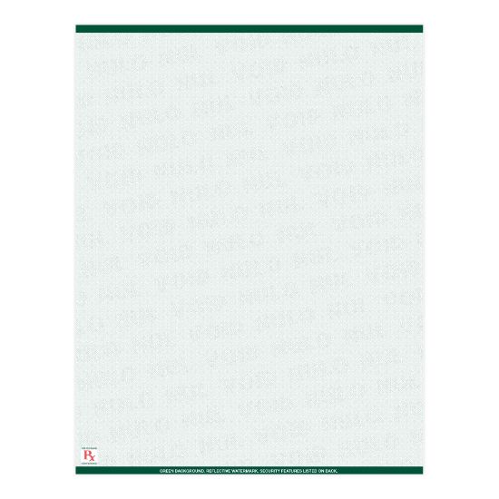 Picture of Medicaid-Compliant High-Security Perforated Laser Prescription Forms, Full Sheet, 1-Up, 8-1/2in x 11in, Green, Pack Of 500 Sheets