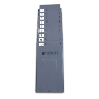 Picture of uPunch HNTCR10 Expandable Adjustable Time Card Rack, 10 Pockets, 4inH x 7 5/8inW x 4 1/2inD, Gray