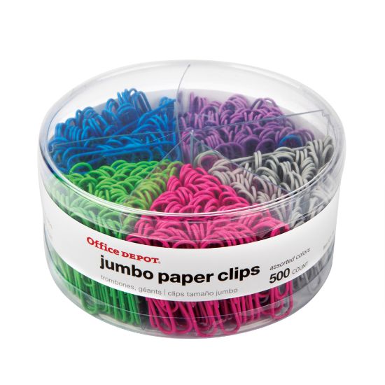 Picture of Office Depot Brand Paper Clips, Pack Of 500, Jumbo, Assorted Colors