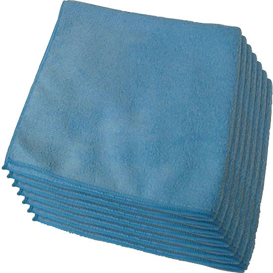 Picture of Genuine Joe General Purpose Microfiber Cloth - For Multipurpose - 16in Length x 16in Width - 12 / Bag - Chemical Resistant, Oil-free, Lint-free, Non-scratching - Blue