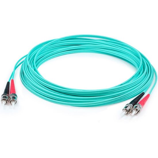 Picture of AddOn 10m ST (Male) to ST (Male) Aqua OM3 Duplex Fiber OFNR (Riser-Rated) Patch Cable - 100% compatible and guaranteed to work