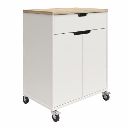 Picture of Ameriwood Home Systembuild Evolution Versa 1-Drawer Storage Cart With Locking Casters, 35-9/16in x 27-11/16in, White/Weathered Oak