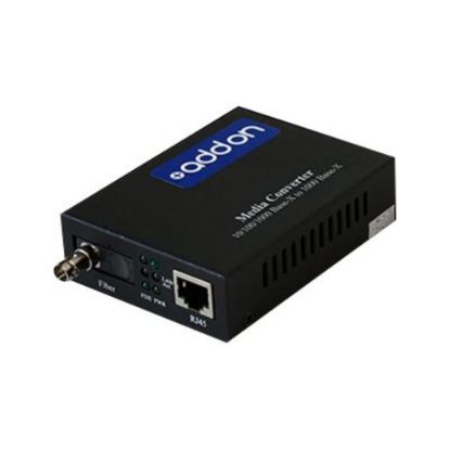 Picture of AddOn 1Gbs 1 RJ-45 to 1 ST Media Converter - Fiber media converter - GigE - 10Base-T, 1000Base-TX, 100Base-TX, 1000Base-BX-D - RJ-45 / ST single-mode - up to 37.3 miles - 1550 (TX) / 1490 (RX) nm