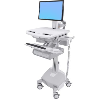 Picture of Ergotron StyleView Cart with LCD Pivot, LiFe Powered, 2 Drawers (2x1) - Up to 24in Screen Support - 33 lb Load Capacity - Floor - Plastic, Aluminum, Zinc-plated Steel