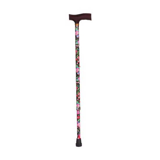 Picture of DMI Adjustable Derby Top Aluminum Folding Walking Cane, 40in, Floral