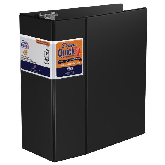 Picture of QuickFit Space-Saving Commercial 3-Ring Binder, 5in D-Rings, 50% Recycled, Black