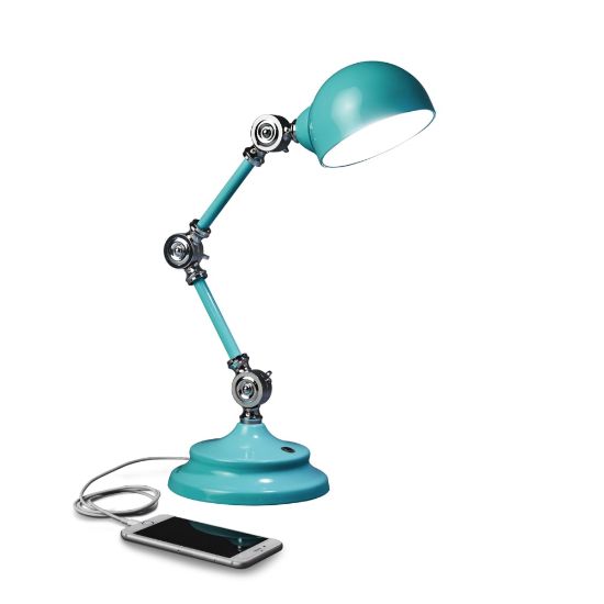 Picture of OttLite Wellness Series Revive LED Desk Lamp, Adjustable Height, 15-1/2inH, Turquoise Shade/Turquoise Base