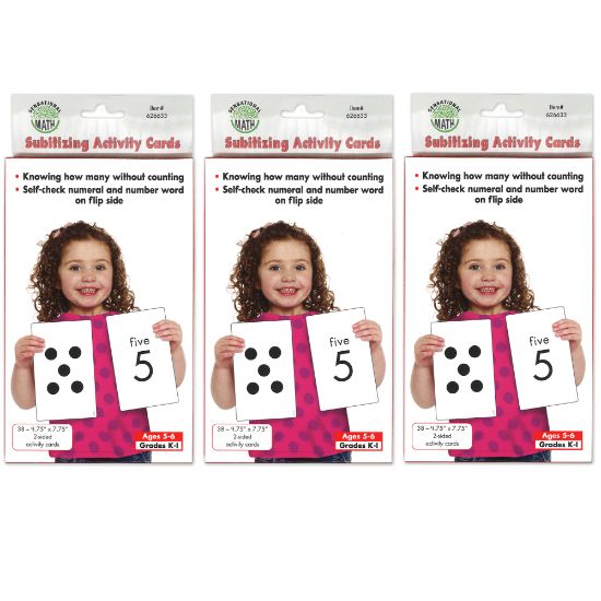 Picture of Primary Concepts Sensational Math Subitizing Activity Cards, 4-3/4in x 7-3/4in, Kindergarten to Grade 1, 38 Cards Per Pack, Set Of 3 Packs