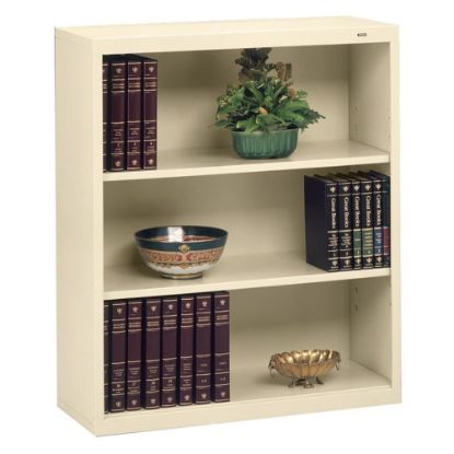 Picture of Tennsco Metal 3-Shelf Modular Shelving Bookcase, 40inH x 34-1/2inW x 13-1/2inD, Putty