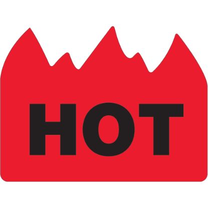 Picture of Tape Logic Flame Labels, DL1399, Hot (Bill of Lading), 1 1/2in x 2in, Red/Black, Roll Of 500