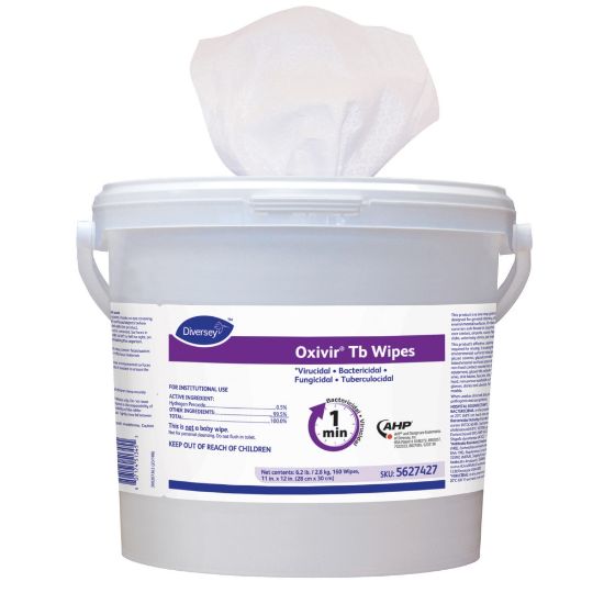 Picture of Diversey Oxivir TB Disinfectant Wipes, 11in x 12in, White, 160 Wipes Per Bucket, Carton Of 4 Buckets