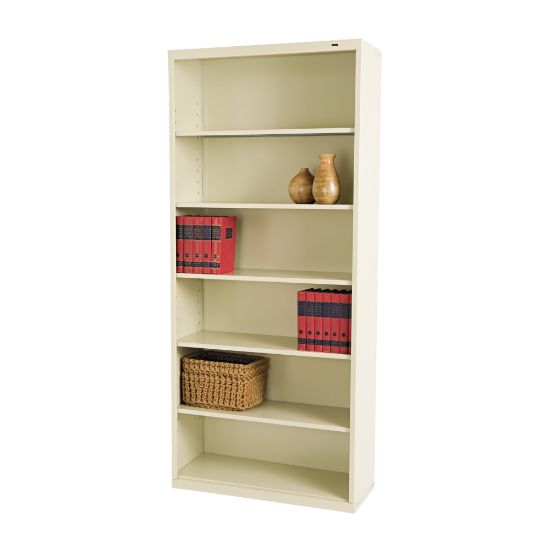 Picture of Tennsco Metal 6-Shelf Modular Shelving Bookcase, 78inH x 34-1/2inW x 13-1/2inD, Putty