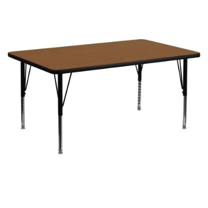 Picture of Flash Furniture 60inW Rectangular HP Laminate Activity Table With Short Height-Adjustable Legs, Oak