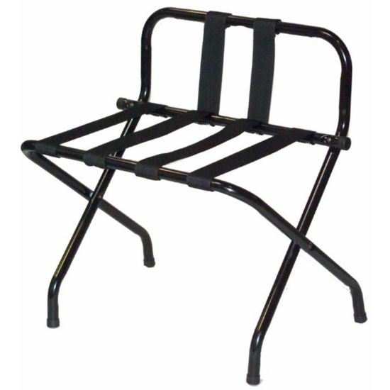 Picture of CSL High-Back Luggage Racks With Back Webbing, 26inH x 24inW x 16inD, Black, Pack Of 6 Racks