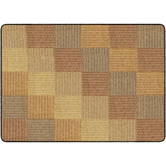 Picture of Flagship Carpets Basketweave Blocks Classroom Rug, 6ft x 8 3/8ft, Brown