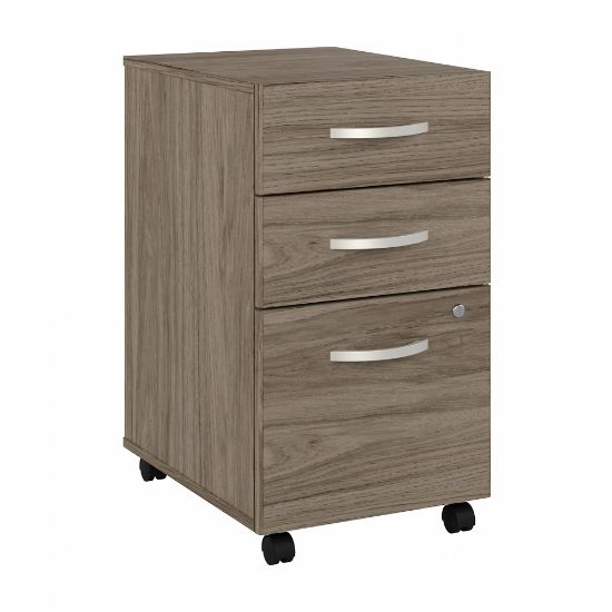 Picture of Bush Business Furniture Hybrid 28inD Vertical 3-Drawer Mobile File Cabinet, Modern Hickory, Delivery