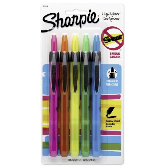 Picture of Sharpie Retractable Highlighters, Assorted Colors, Pack Of 5