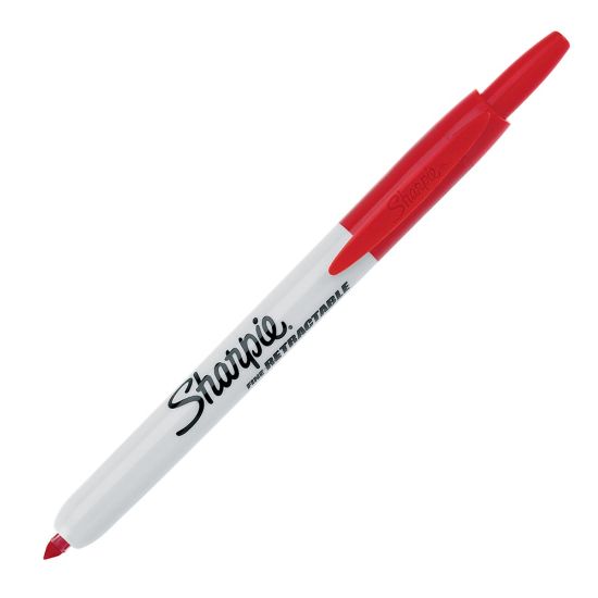 Picture of Sharpie Retractable Permanent Markers, Fine Point, Red, Box Of 12