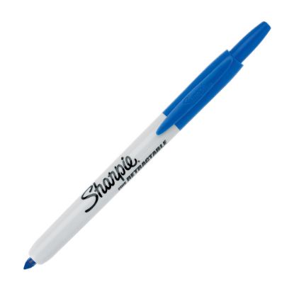 Picture of Sharpie Retractable Permanent Markers, Fine Point, Blue, Box Of 12