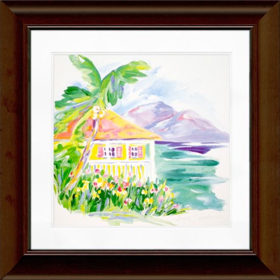 Picture of Timeless Frames Katrina Framed Coastal Artwork, 12in x 12in, Brown, Caribbean Cottage II