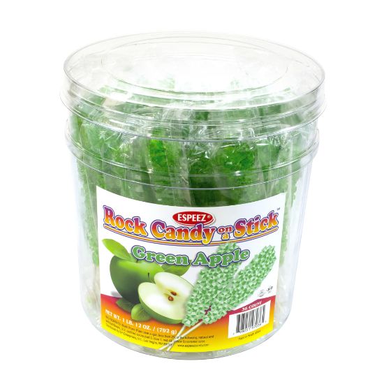 Picture of Espeez Rock Candy Sticks, 7in, Green Apple, Pack Of 36