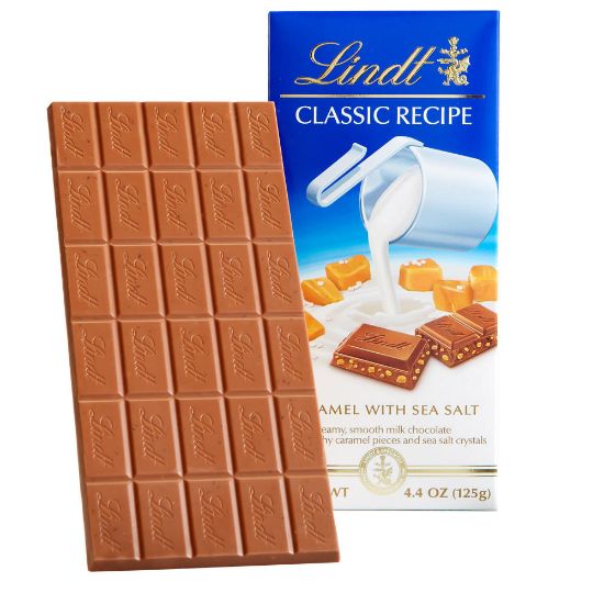 Picture of Lindt Classic Recipe Bars, Crunchy Caramel With Sea Salt, 4.4 Oz, Box Of 12