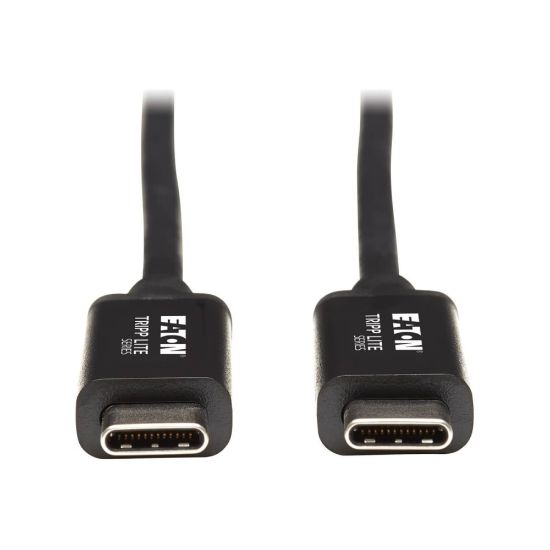 Picture of Tripp Lite Thunderbolt 3 Cable 40 Gbps Active 5A 100W PD 4K USB C M/M 1M - First End: 1 x USB Type C Male Thunderbolt 3 - Second End: 1 x USB Type C Male Thunderbolt 3 - 5 GB/s - Supports up to 3840 x 2160 - Nickel Plated Connector - Black